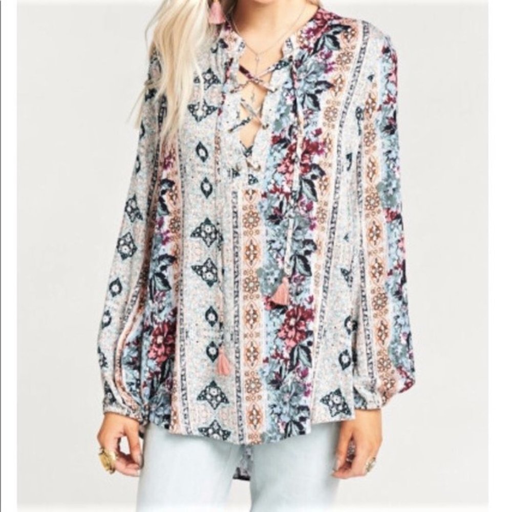 Show Me Your Mumu Thatcher Tie Top - Size Medium